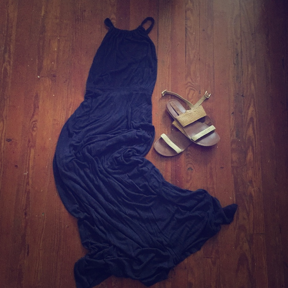 LOFT. MEDIUM. Navy maxi dress